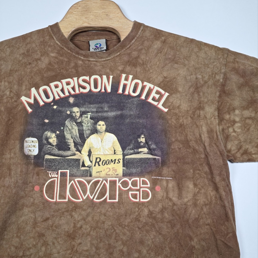 The Doors Shirt Mens XL Morrison Hotel Liquid Blue Tie Dye Brown Vintage 2002 Te - Picture 3 of 10